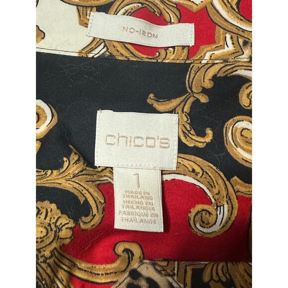 Chico's No-Iron Baroque & Leopard Print Blouse, Size 1 - Picture 5 of 6
